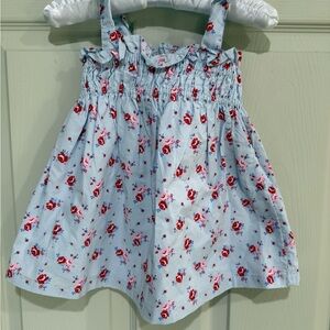 GAP Baby Light Blue Floral Dress with Red and Pink Flowers